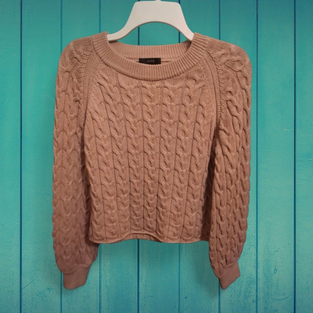 J. Crew Cable Knit Sweater in Soft Brown